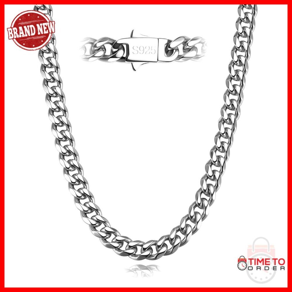 5mm Cuban Link Chain 316L Stainless Steel 925 Sterling Silver Filled 20-30in